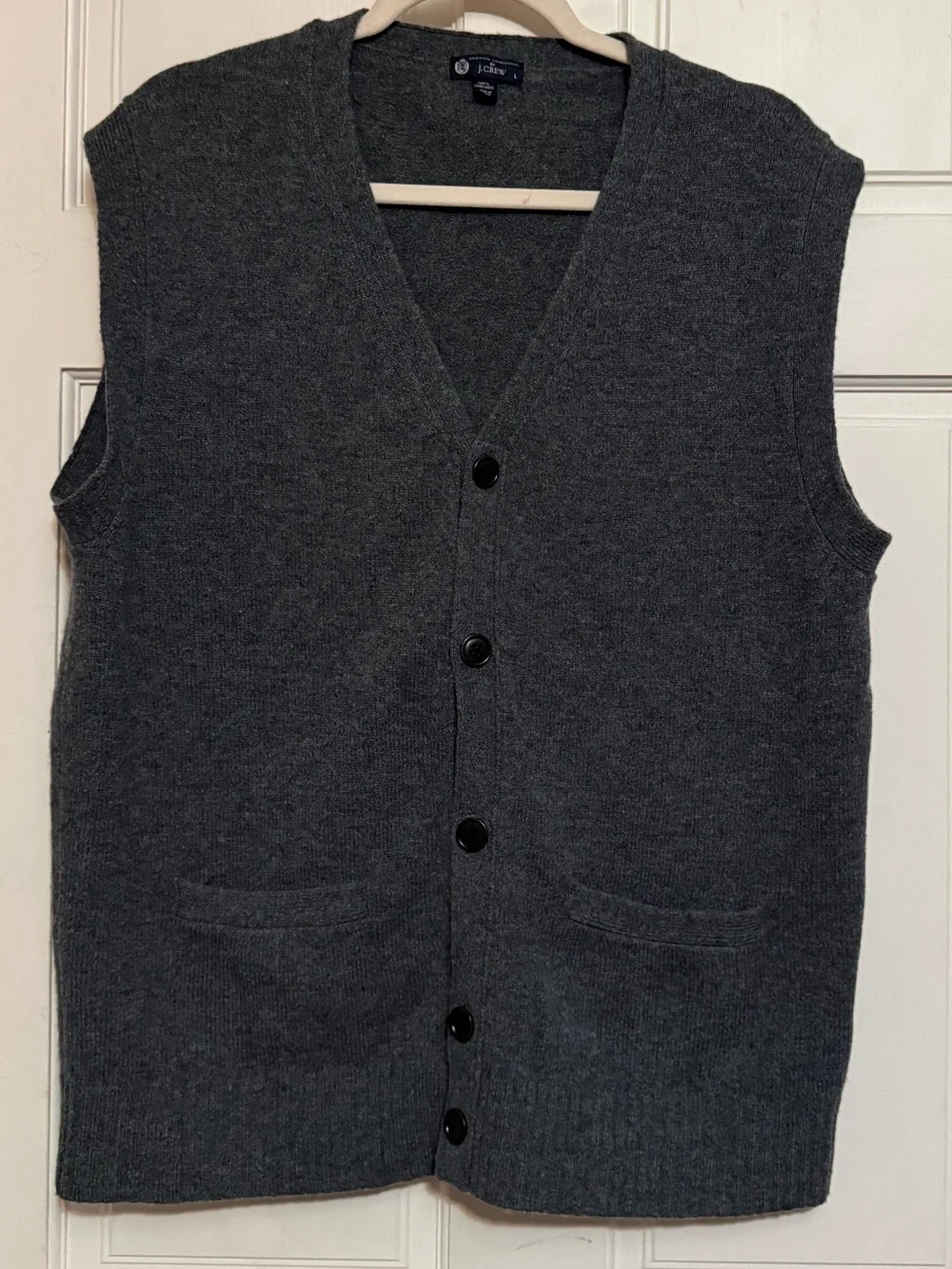 J. Crew Charcoal Gray V-Neck Button Knit Vest